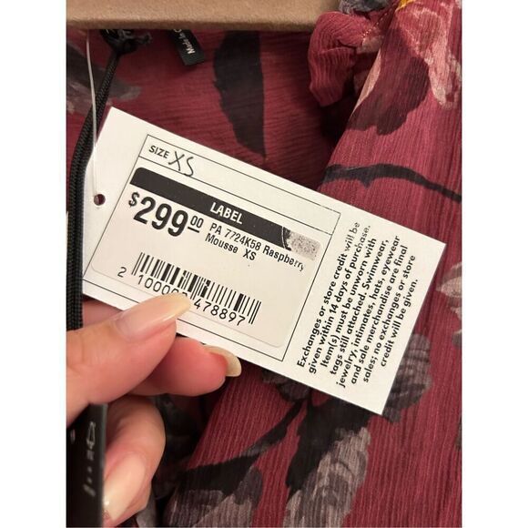 NWT PAIGE 100% Silk Palma blouse raspberry mousse XS - Picture 9 of 10